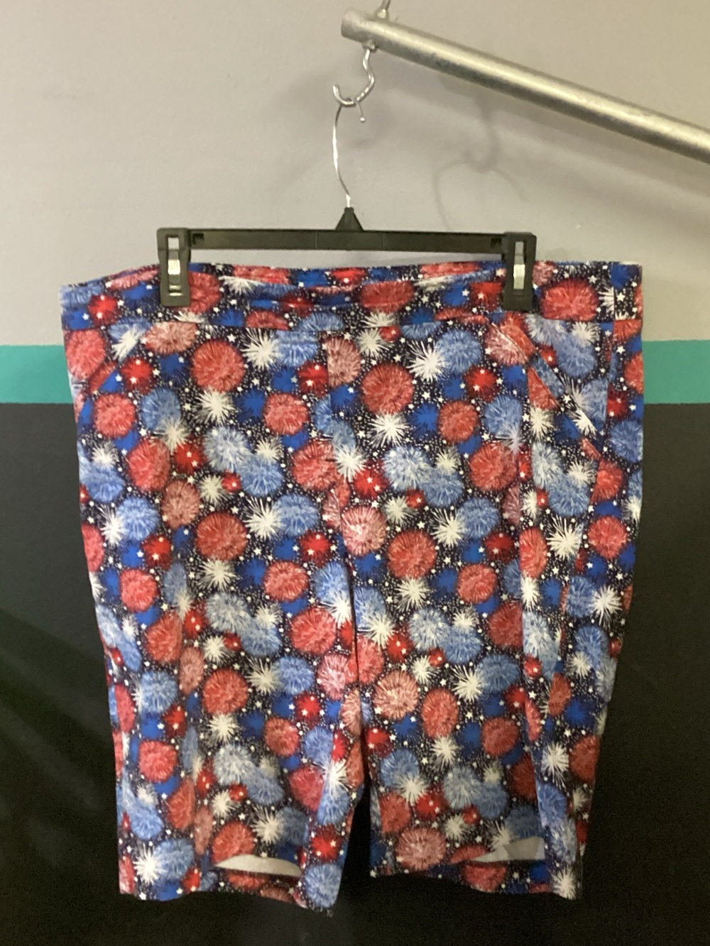 Coral Bay Red & Blue Firework Print Women’s Bermuda Shorts